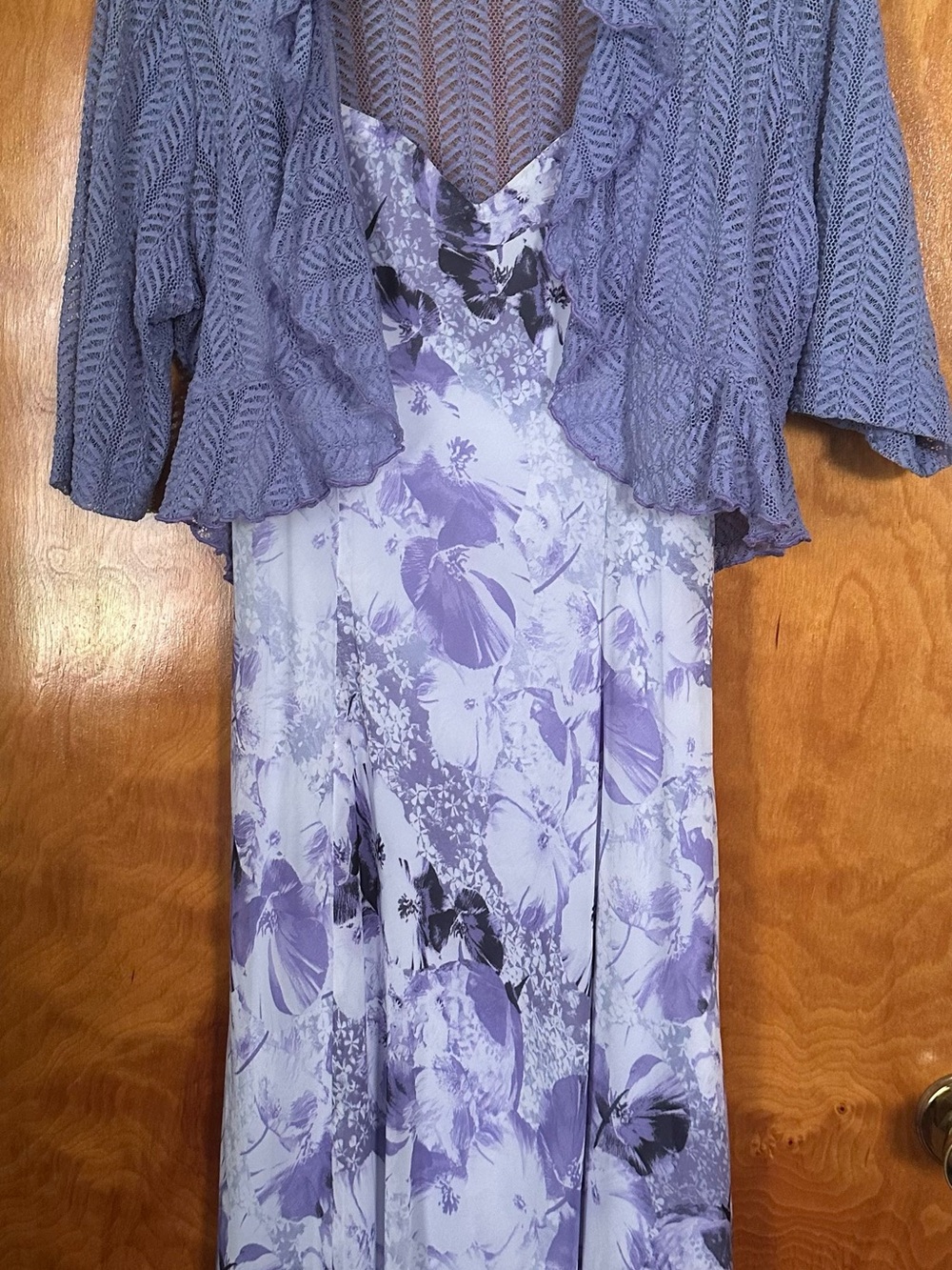 Lavender Floral Women’s Formal Dress with Matching Knit Bolero